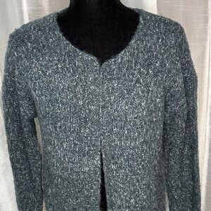 Morgan City Acrylic Open Cardigan Long Line Sweater Winter Green White Women’s M